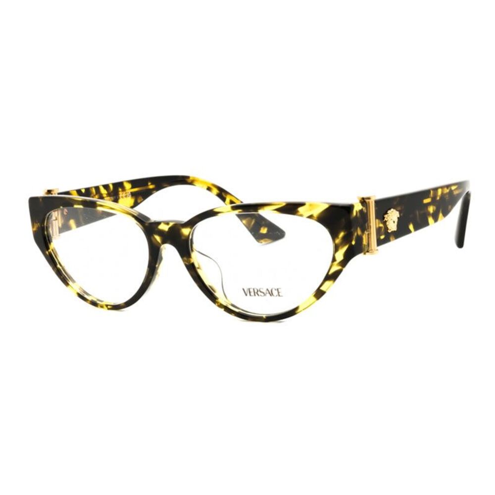 Versace Eyeglasses Cat Eye Full Rim, Havana Frame and Clear Demo Lenses Lens